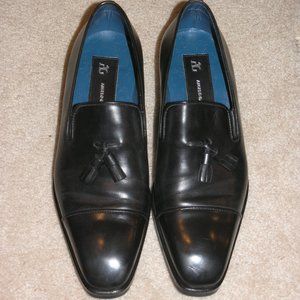 Angelo Galasso Black Leather Cap Toe Kiltie Loafer